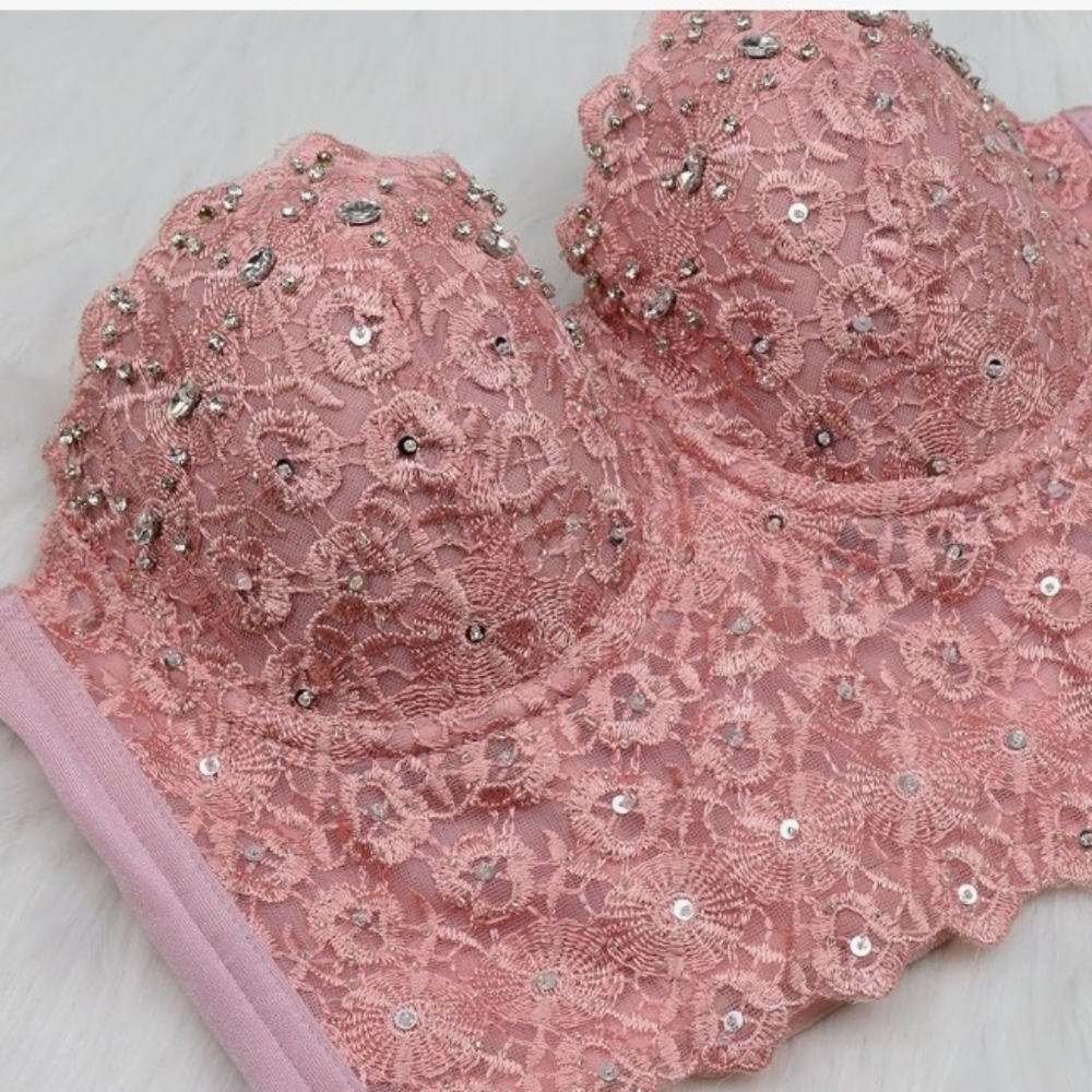 🔥 Pink Bling Ellacci Rhinestone corset - Picture 4 of 6